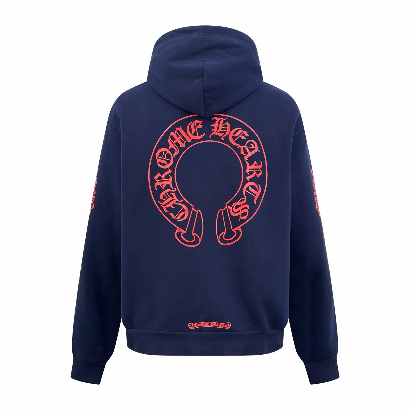 🅿️450 [Exclusive supply] CH Crow Heart Horseshoe Unicorn Arm Hooded Jacket (Blue) The fabric is made of Australian velvet satin technical cotton. It has excellent texture and is comfortable and close to the skin. A touch of midnight navy dip-dyeing, low-key elegance. Three forms of red horseshoe flowers are realistic. Like the trend of flame ink, it naturally blends on rice paper. Control the visual focus. From concrete totems to abstract light spots, whispering that I am the rock oracle of the rules. A rebellious ceremony about wearing and performing, using glue printing. The printing has been modified three times by the film screen. The glue liquid paint is used to print the pattern on the fabric. The fabric is baked to fix the printed pattern. The fabric has been washed. It has a better hand feel and texture. It is not easy to deform, not easy to shrink, not easy to fade, and maintains long-term beauty. Size:S-M-L-XL